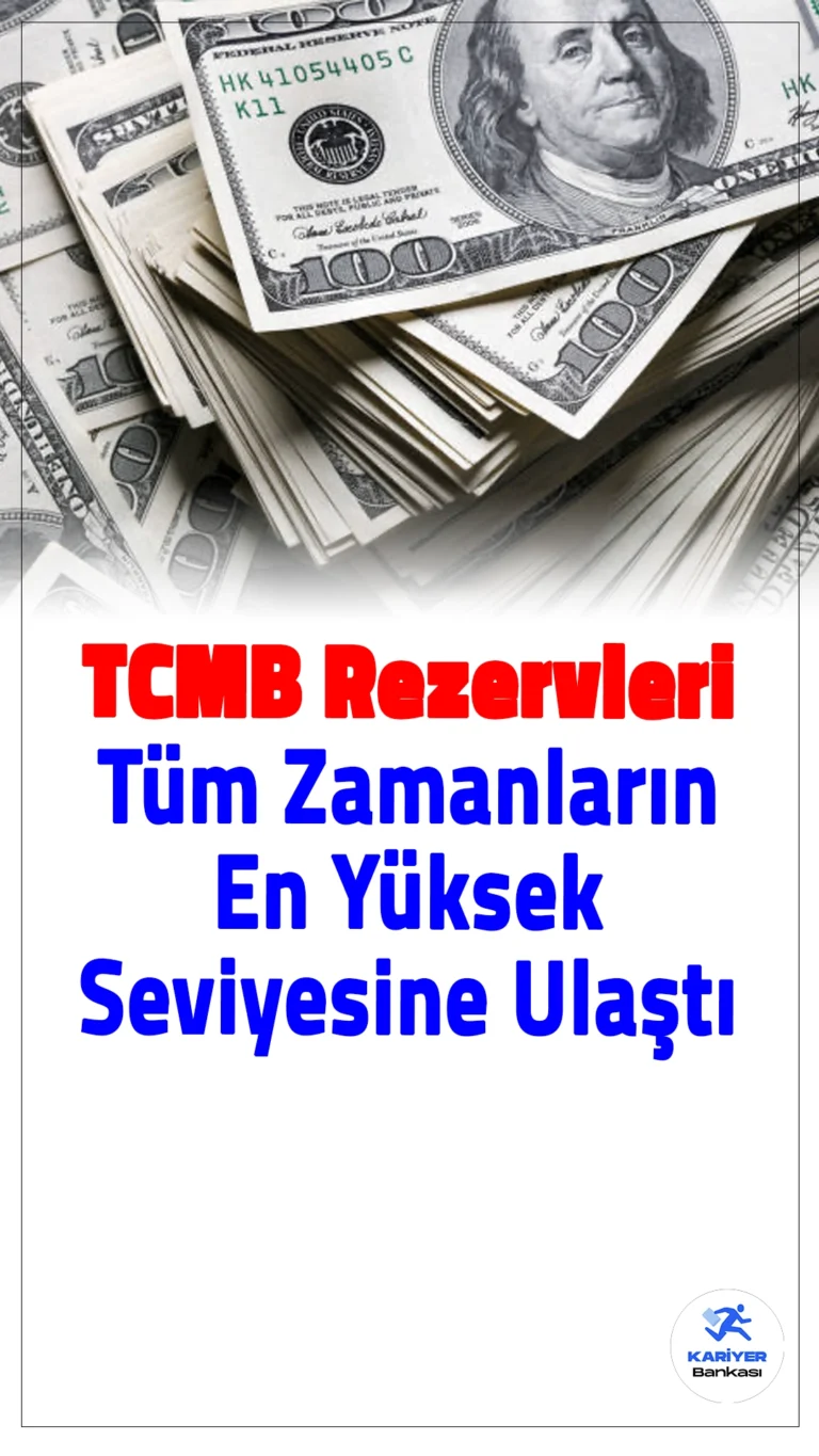 TCMB Rezervleri Tüm Zamanların En Yüksek Seviyesine Ulaştı.Türkiye Cumhuriyet Merkez Bankası (TCMB), 18 Ekim haftasında toplam rezervlerini 1 milyar 979 milyon dolar artırarak 159 milyar 365 milyon dolarla rekor bir seviyeye ulaştı. Bu artış, döviz ve altın rezervlerinde yaşanan yükselişin etkisiyle gerçekleşti.