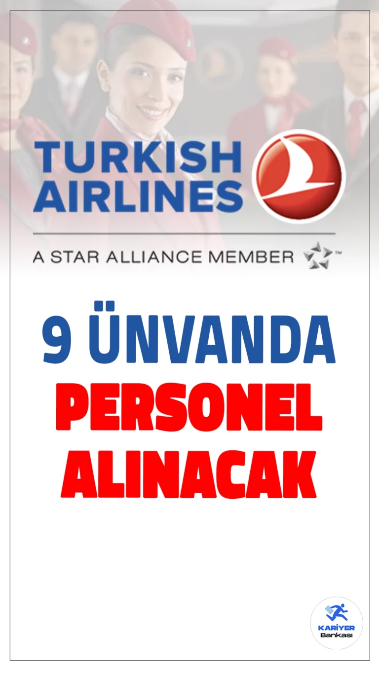 THY 9 Ünvanda Personel Alımı Yapacak.Türk Hava Yolları (THY), İstanbul lokasyonunda çeşitli pozisyonlarda personel alımı yapacak. Başvuru şartlarını sağlayan adaylar, kaptan pilot ve uçuş öğretmeni gibi prestijli pozisyonlarda çalışma fırsatı yakalayacak. İşte alım yapılacak pozisyonlar ve detaylar.