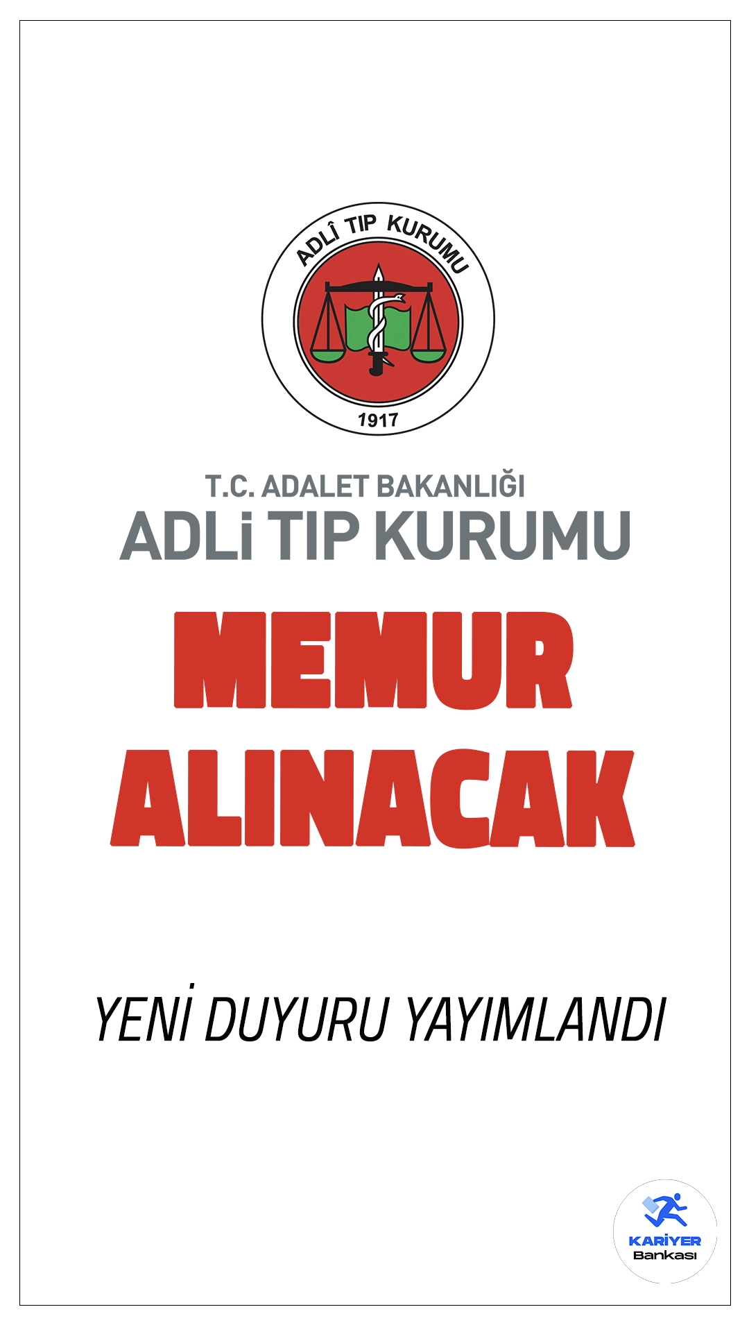Adli Tıp Kurumu 16 Memur Alımı Yapacak.Adli Tıp Kurumu, 2024 yılı için 16 farklı pozisyon için sözleşmeli personel alımı yapacağını duyurdu. KPSS 2024 sonuçlarına göre değerlendirilecek olan başvurular, e-Devlet üzerinden alınacak. İşte detaylar!