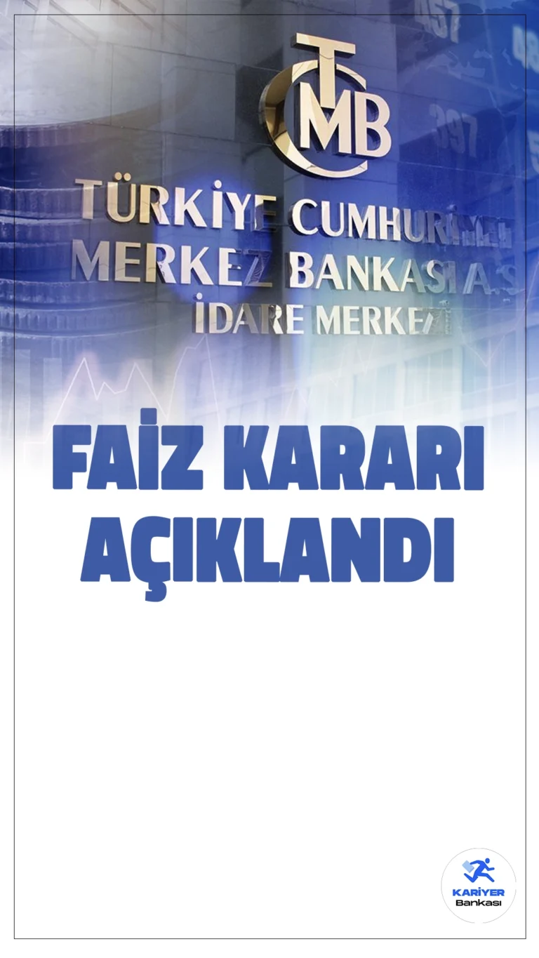 Merkez Bankası Faiz Kararı Açıklandı.Türkiye Cumhuriyet Merkez Bankası tarafından yayımlanan duyuruda, Para Politikası Kurulu (Kurul), politika faizi olan bir hafta vadeli repo ihale faiz oranının yüzde 50’de sabit tutulmasına karar verdiği aktarıldı.