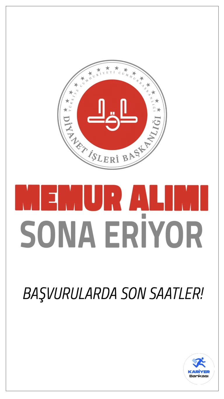 Diyanet 20 Memur Alımı Başvurularında Son Saatlere Girildi.Diyanet İşleri Başkanlığı mühendis, şehir bölge plancısı ve teknisyen ünvanlarında memur alımı başvuruları bugün(4 Kasım) son eriyor. İlan edilen kadrolar için 2024 Kamu Personeli Seçme Sınavı (KPSS) puanına göre sıralama yapılacak ve adaylar sözlü sınava tabi tutulacak.Başvuru yapacak adayların genel ve özel şartları sağlaması gerekmektir.