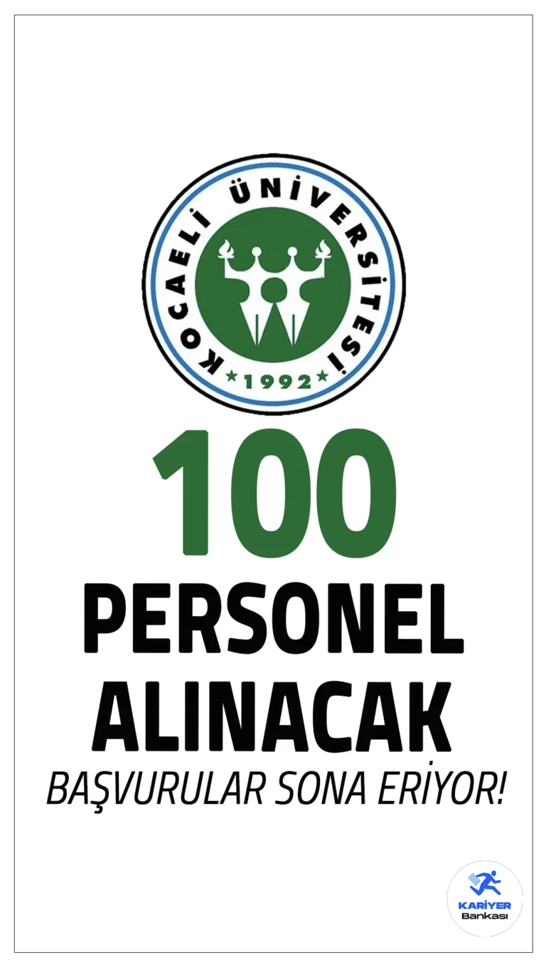 Kocaeli Üniversitesi 100 Personel Alımı Başvurusu Sona Eriyor.İlgili alım duyurusunda, Kocaeli Üniversitesine Hemşire, Sağlık Teknikeri (Anestezi), Sağlık Teknikeri (Ameliyathane Hizmetleri), Sağlık Teknikeri (Patoloji), Sağlık Teknikeri (Radyoloji veya Tıbbi Görüntüleme), Sağlık Teknikeri (Diyaliz), Büro Personeli, Destek Personeli (Kadın) ve Destek Personeli (Erkek) ünvanlarında personel alımı yapılacağı aktarılırken, başvuruların bugün(4 Kasım) sona ereceği kaydedildi. İşte başvuru bilgileri ve şartlar...