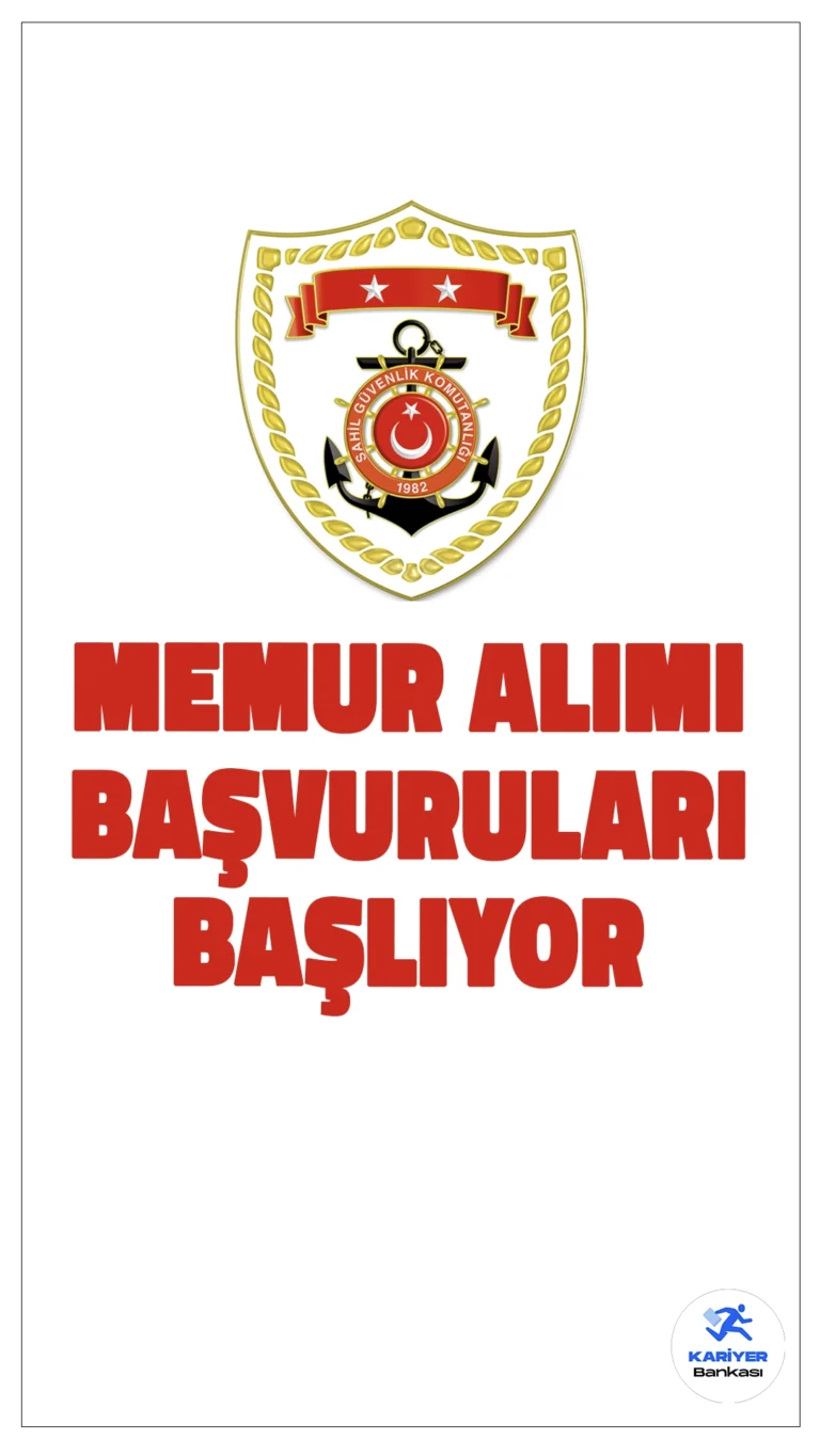 Sahil Güvenlik Komutanlığı, çeşitli unvanlarda görevlendirilmek üzere devlet memuru alımı yapacağını duyurdu. Başvurular, 11 Kasım 2024 Pazartesi günü saat 14:00’te başlayacak ve 20 Kasım 2024 Çarşamba günü saat 14:00’te sona erecektir. Adayların başvuruları sadece e-Devlet üzerinden Sahil Güvenlik Komutanlığı İş Başvurusu sayfası aracılığıyla kabul edilecektir.