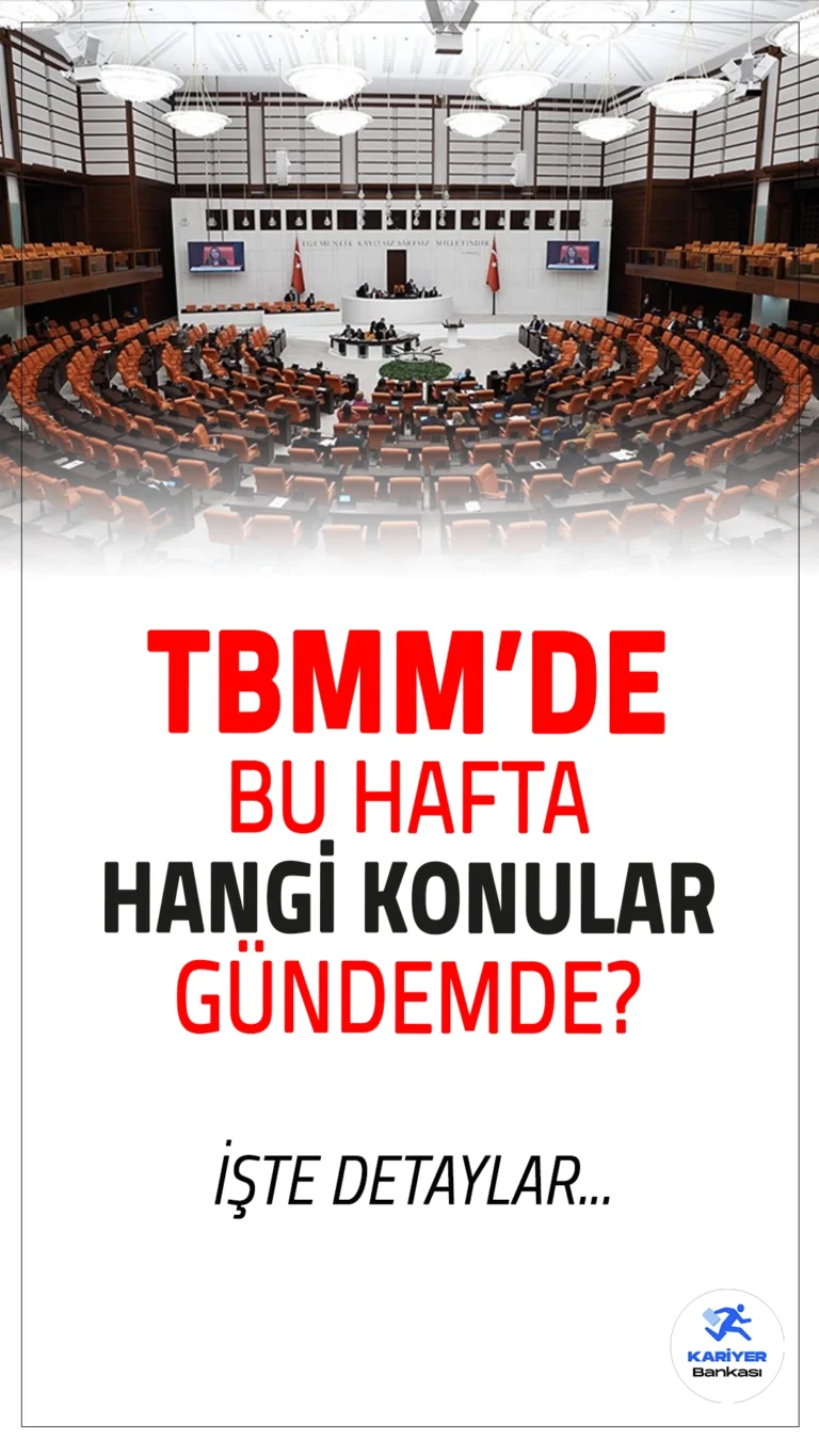 TBMM'de Bu Hafta Hangi Konular Gündemde ? İşte Detaylar...TBMM’de bu hafta 9. Yargı Paketi ve dört bakanlığın bütçe görüşmeleri başta olmak üzere önemli konular ele alınacak.