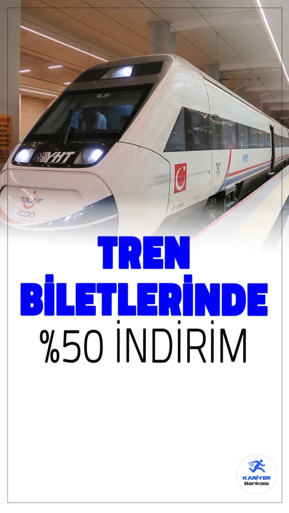 Öğretmenler Günü’nde Tren Biletlerine Yüzde 50 İndirim Fırsatı.Ulaştırma ve Altyapı Bakanı Abdulkadir Uraloğlu, 24 Kasım Öğretmenler Günü nedeniyle, 24-30 Kasım tarihleri arasında Yüksek Hızlı Tren (YHT) ve ana hat trenlerinde öğretmenlere tam bilet ücreti üzerinden yüzde 50 indirim uygulanacağını duyurdu. Bu kampanya ile öğretmenler, belirlenen tarihlerde biletlerini yarı fiyatına alabilecek.
