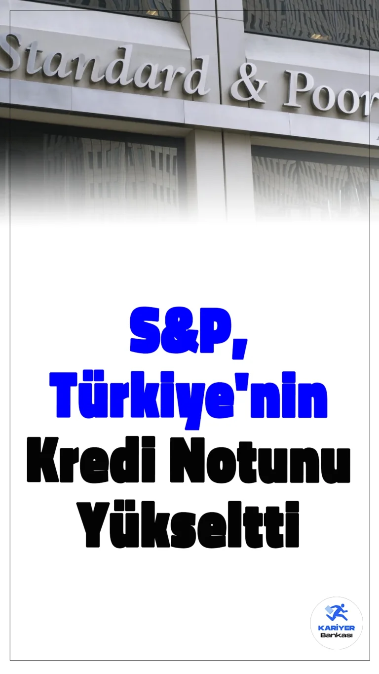 S&P, Türkiye’nin Kredi Notunu "BB-" Seviyesine Yükseltti.Standard & Poor's (S&P), Türkiye’nin kredi notunu "B+"dan "BB-"ye yükseltti ve kredi notu görünümünü "durağan" olarak belirledi. Bu yükseliş, Türkiye ekonomisinde atılan adımların etkilerini yansıtıyor.