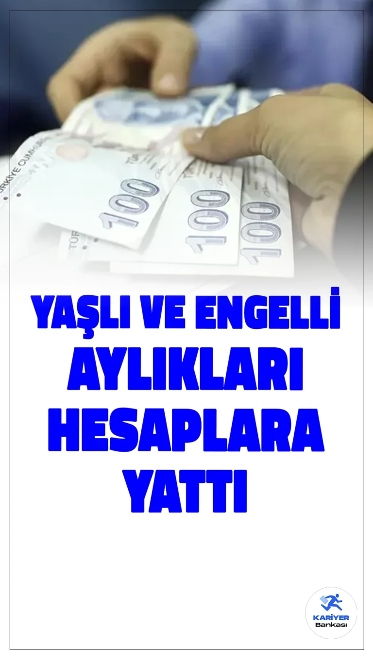 Kasım Ayı Yaşlı ve Engelli Aylıkları Hesaplara Yatırıldı.Aile ve Sosyal Hizmetler Bakanı Mahinur Özdemir Göktaş, Kasım ayı için toplam 5,6 milyar TL tutarındaki yaşlı ve engelli aylıklarının bugün itibarıyla hak sahiplerinin hesaplarına yatırılmaya başlandığını açıkladı.