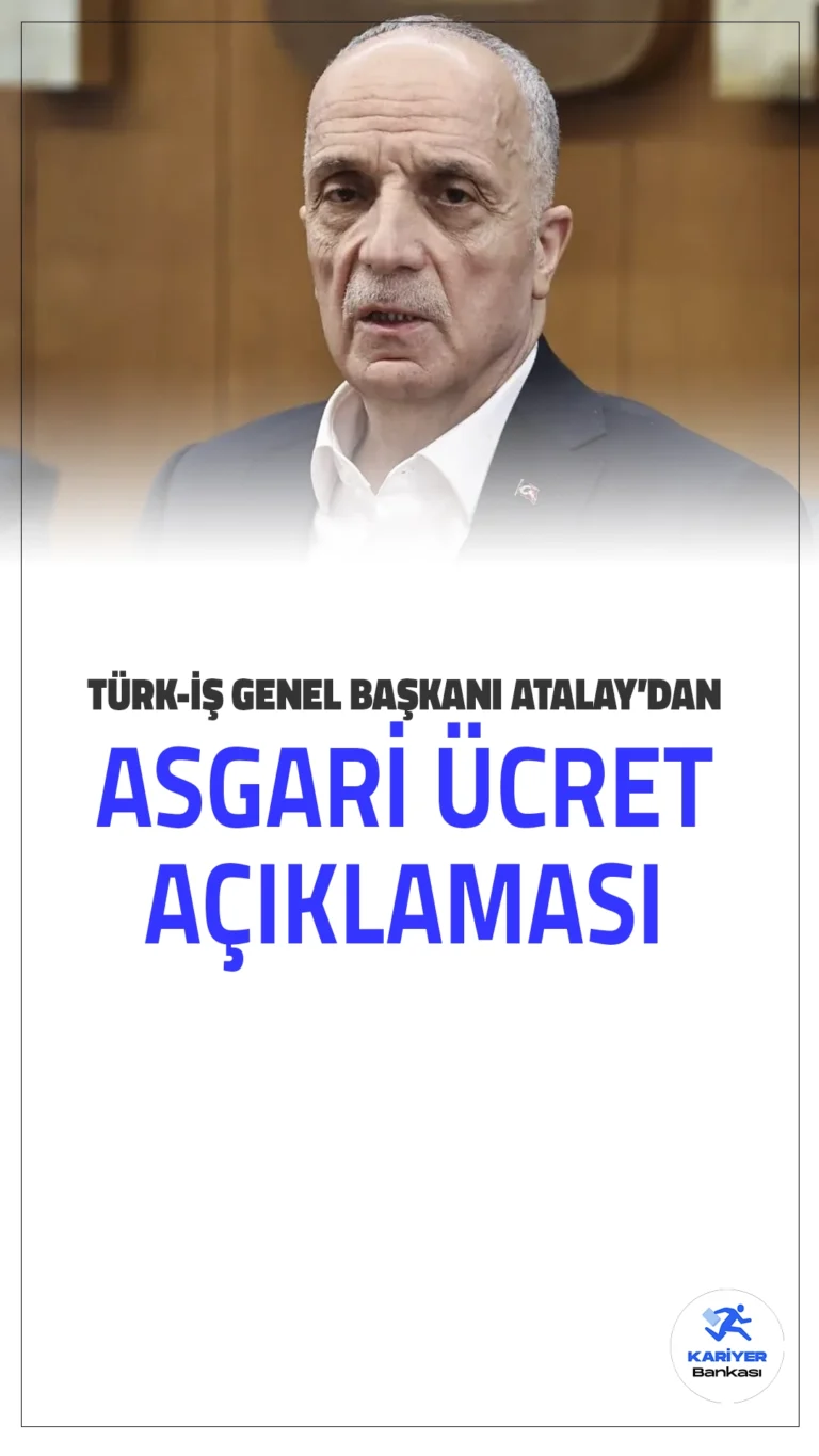 TÜRK-İŞ Başkanı Atalay’dan Asgari Ücret ve Adil Gelir Dağılımı Açıklaması.TÜRK-İŞ Genel Başkanı Ergün Atalay, asgari ücretle ilgili kamuoyunda devam eden tartışmalara önemli değerlendirmelerde bulundu. Atalay, asgari ücretin sadece bir ücret değil, toplumu derinden etkileyen bir ekonomik araç olduğuna dikkat çekerek adil gelir dağılımına vurgu yaptı.