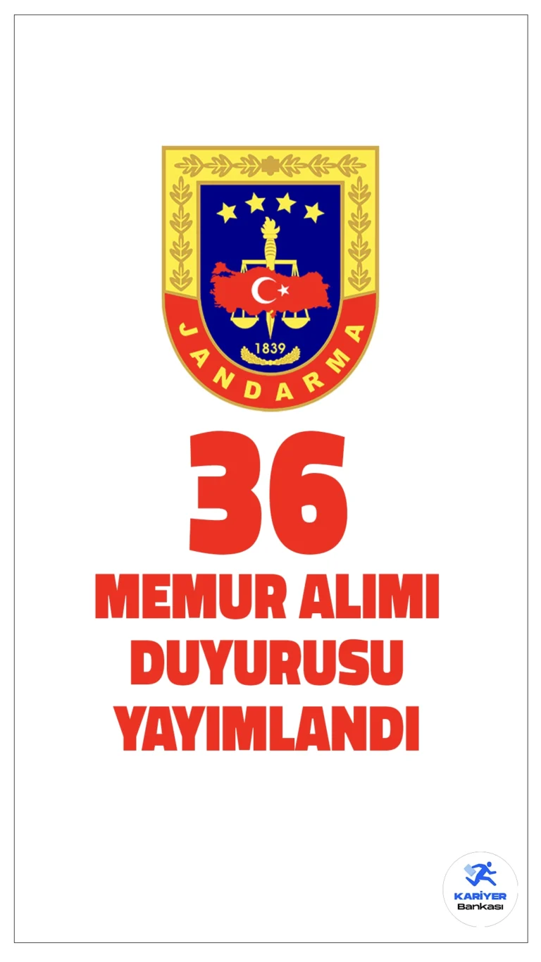 Jandarma Genel Komutanlığı 36 Devlet Memuru Alımı Duyurusu Yayımlandı.Jandarma Genel Komutanlığı, farklı unvanlarda toplamda 36 devlet memuru alımı için başvuruları kabul etmeye başladı. Başvuru yapacak adaların genel ve özel şartları dikkatle incelemesi gerekmektedir.Detaylı bilgi için başvuru kılavuzuna ulaşabilirsiniz.