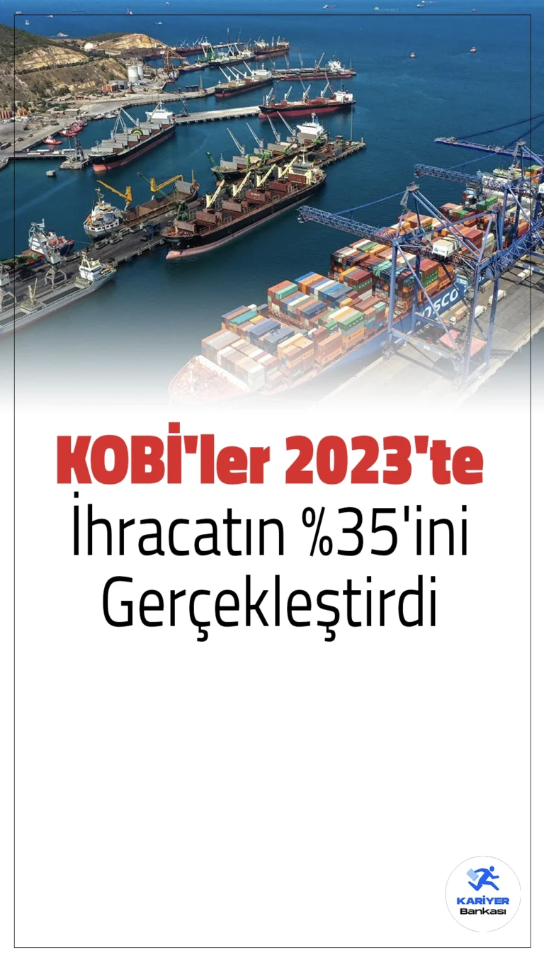 KOBİ'ler 2023'te İhracatın Yüzde 35'ini Gerçekleştirdi.Küçük ve Orta Büyüklükteki İşletmeler (KOBİ'ler), 2023 yılında Türkiye ihracatının yüzde 35'ini, ithalatın ise yüzde 20'sini üstlendi. İşte KOBİ'lerin ekonomi üzerindeki etkisi!
