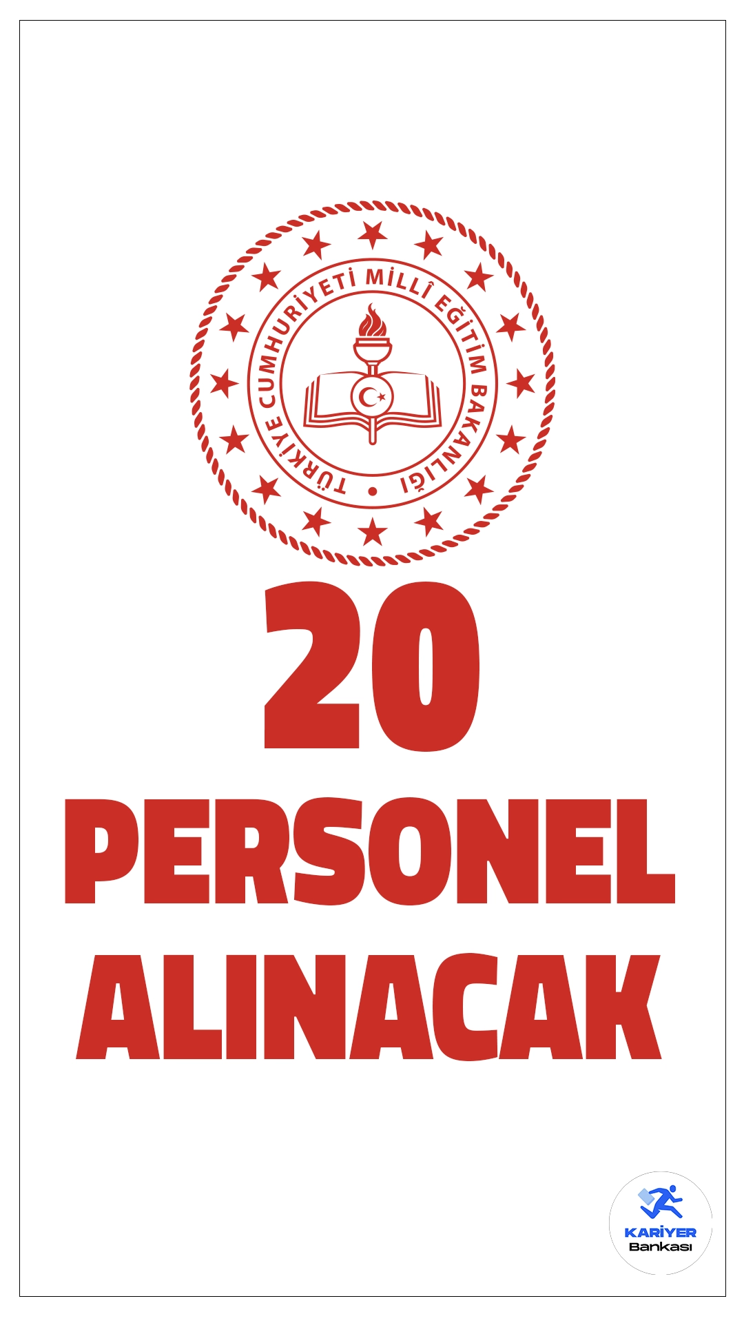 Milli Eğitim Bakanlığı (MEB) 20 Personel Alımı Yapacak.Milli Eğitim Bakanlığı (MEB), merkez ve taşra teşkilatı birimlerinde istihdam edilmek üzere toplamda 20 sözleşmeli destek personeli alımı gerçekleştireceğini duyurdu. Personel alımları, 657 sayılı Devlet Memurları Kanunu’nun 4/B maddesi ve ilgili mevzuat hükümleri çerçevesinde yapılacaktır. KPSS puan sıralamasına göre yerleştirme yapılacak olup yazılı veya sözlü sınav yapılmayacaktır. İşte detaylar: