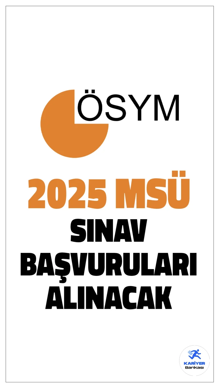 2025 MSÜ Sınavı Başvuruları Alınacak. ÖSYM sayfasından yayımlanan resmi duyuruda, 23 Şubat 2025 tarihinde uygulanacak olan 2025 Millî Savunma Üniversitesi Askerî Öğrenci Aday Belirleme Sınavı'nın başvurularının 2 Ocak 14.30 itibarıyla alınacağı aktarıldı.