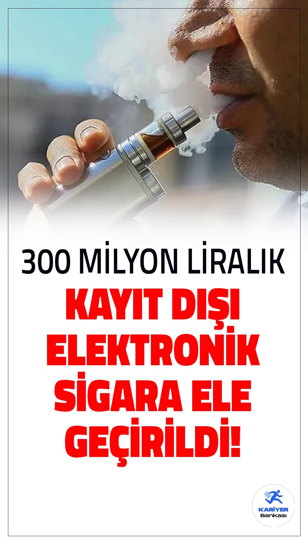 Kayıt Dışı Elektronik Sigara Ticareti 300 Milyon Lira ile Gündemde.Hazine ve Maliye Bakanlığı, elektronik sigarada 300 milyon liralık kayıt dışı ticareti ortaya çıkardı. Yasa dışı satışlar denetim altında.