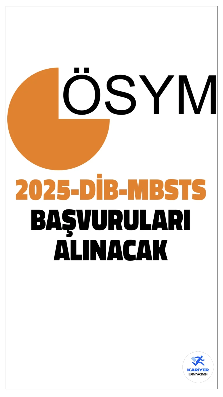 2025-DİB-MBSTS Başvuruları Alınacak. ÖSYM sayfasından yayımlanan duyuruda, (2025-DİB-MBSTS), 12 Nisan 2025 tarihinde uygulanacak Diyanet İşleri Başkanlığı Mesleki Bilgiler Seviye Tespit Sınavı'nın başvurularının bugün itibariyle alınmaya başladığı aktarıldı. Başvuru yapacak adayların başvuru kılavuzu dikkatle incelemesi gerekmektedir.