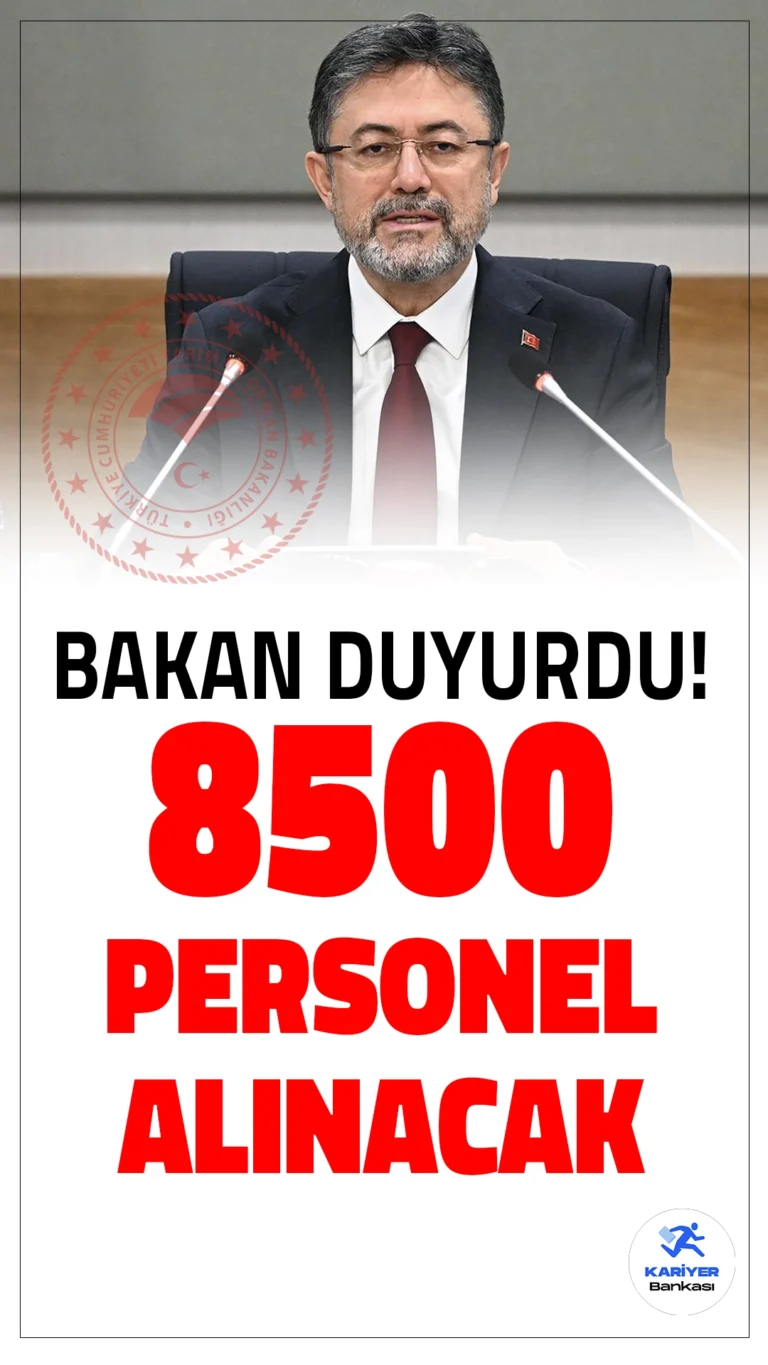 Tarım ve Orman Bakanlığı 8500 Personel Alımı Yapacak! İşte Detaylar..Tarım ve Orman Bakanı İbrahim Yumaklı, IV. Tarım Orman Şûrası'nda yaptığı açıklamada 8.500 yeni personel alımı müjdesini verdi. Bakanlık bünyesinde orman yangınlarıyla mücadele kapsamında önemli bir istihdam hamlesi gerçekleştirilecek. İşte, alım yapılacak kadrolar ve detaylar!
