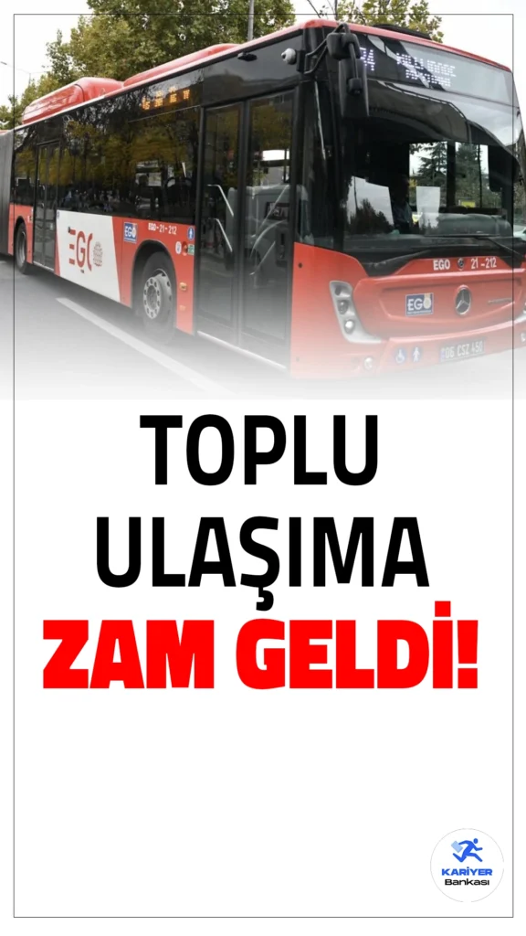 Ankara'da Toplu Ulaşıma Zam: Yeni Tarifeler Belli Oldu!Ankara'da toplu taşıma ücretlerine yapılan zam sonrası tam bilet 26 TL, öğrenci bileti ise 13 TL olarak güncellendi. İşte detaylar!