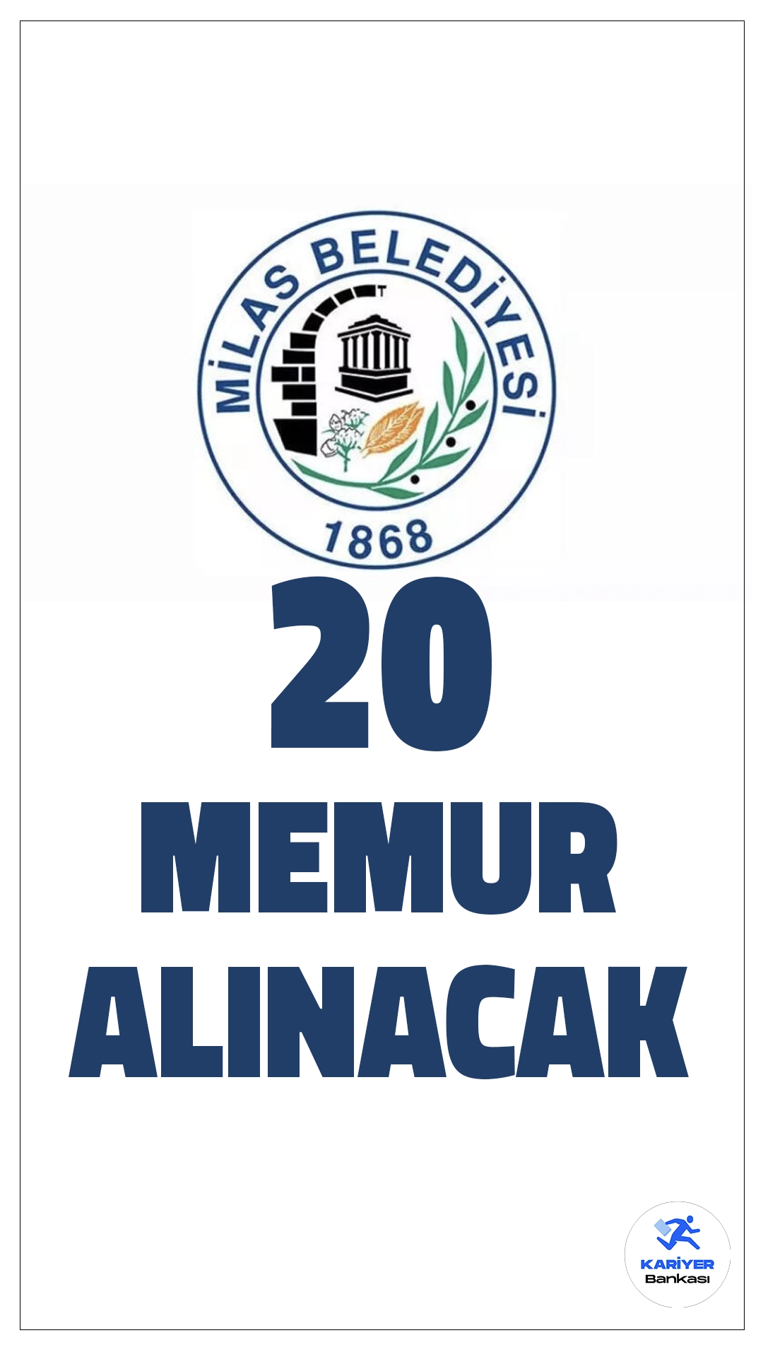 Milas Belediyesi 20 Memur Alımı Duyurusu Yayımlandı.Muğla Milas Belediyesi, farklı öğrenim seviyelerinden mezun adayların başvurabileceği toplam 20 zabıta memuru alımı yapacağını duyurdu. KPSS şartı, boy-kilo kriterleri ve yaş sınırı gibi özel şartlar bulunuyor. İşte detaylar!