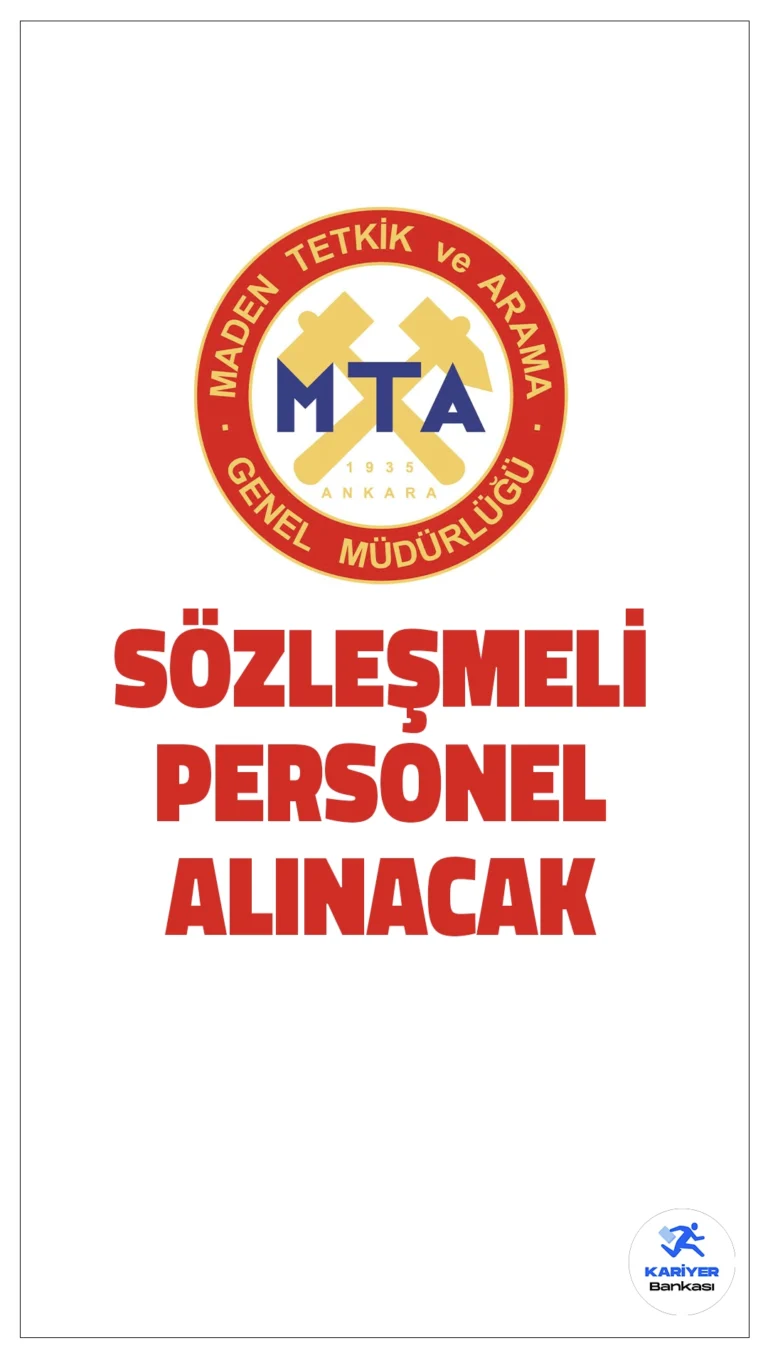 MTA 30 Personel Alımı Yapacak!Maden Tetkik ve Arama Genel Müdürlüğü (MTA), merkez teşkilatında görev yapmak üzere toplamda 30 sözleşmeli mühendis alımı gerçekleştirecek. Adaylar, 2024 KPSS (B) grubu puan sıralaması esas alınarak, yazılı ve sözlü sınav yapılmaksızın değerlendirilecek. Asıl kazanan adayların 5 katı kadar yedek aday belirlenecek.