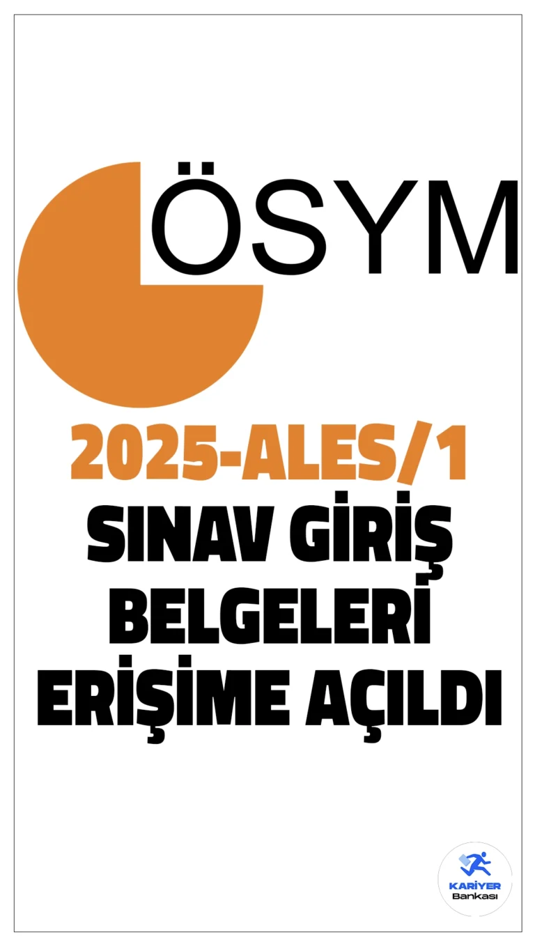 2025-ALES/1 Sınava Giriş Belgeleri Erişime Açıldı. ÖSYM sayfasından yayımlanan duyuruda, 13 Nisan 2025 tarihinde uygulanacak 2025 Akademik Personel ve Lisansüstü Eğitimi Giriş Sınavı’na (2025-ALES/1) başvuran adayların, sınava girecekleri bina/salonlara atanma işlemlerinin tamamlandığı aktarıldı.
