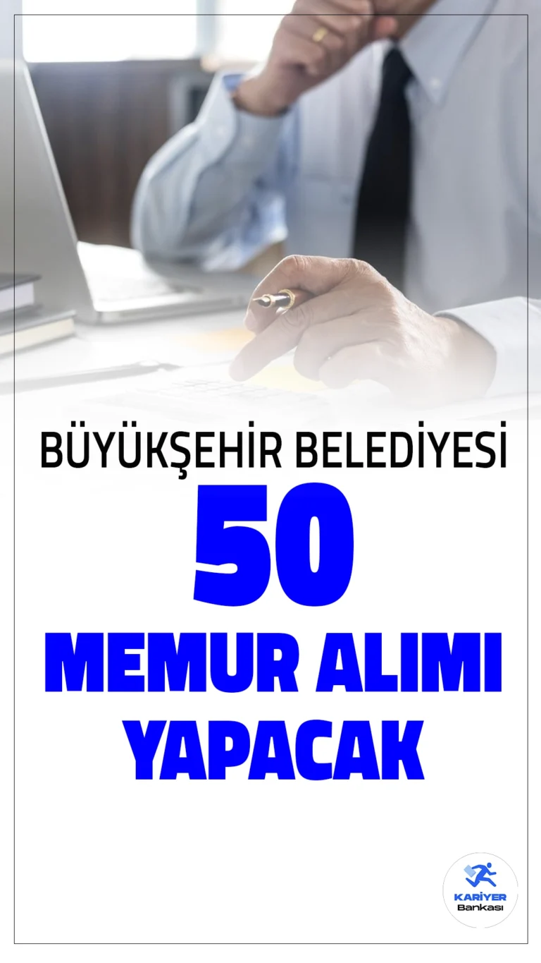 Balıkesir Büyükşehir Belediyesi 50 Memur Alımı Yapacak!Balıkesir Büyükşehir Belediyesi tarafından yapılan duyuruya göre, 50 memur alımı gerçekleştirilecek. Adayların KPSS'den en az 60 puan almış olması, belirli bölümlerden mezun olması ve en az C sınıfı sürücü belgesine sahip olması gerekmektedir. Başvurular 5 Mayıs - 9 Mayıs 2025 tarihleri arasında şahsen yapılacaktır. İşte detaylar!
