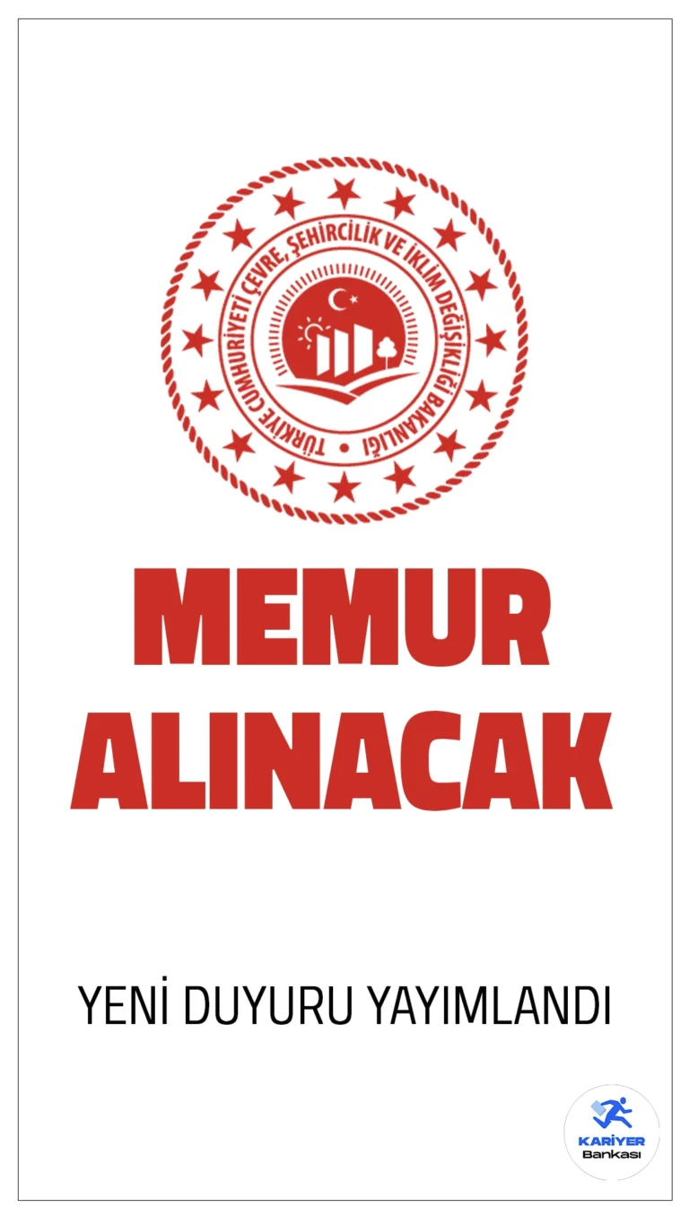 Çevre ve Şehircilik Bakanlığı 78 Memur Alımı Yapacak!Çevre, Şehircilik ve İklim Değişikliği Bakanlığı, merkez teşkilatında görevlendirilmek üzere 78 Çevre ve Şehircilik Uzman Yardımcısı alımı gerçekleştirecek. Adaylar, yazılı ve sözlü sınav olmak üzere iki aşamadan oluşan yarışma sınavına tabi tutulacak. İşte detaylar!