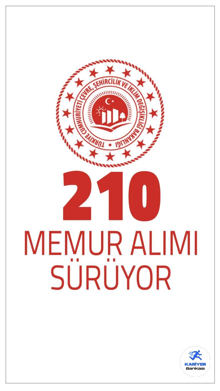 Çevre Bakanlığı 210 Memur Alımı Sürüyor!Çevre, Şehircilik ve İklim Değişikliği Bakanlığı, taşra teşkilatında istihdam edilmek üzere 210 Memur alımı başvuruları devam ediyor.Alımlar, özel yarışma sınavı ile yapılacak olup, sınav yazılı ve sözlü olmak üzere iki aşamalı olarak uygulanacak. Başvuru yapacak adayların genel ve özel şartları dikkatle incelemesi gerekmektedir.İşte şartlar ve diğer detaylar..