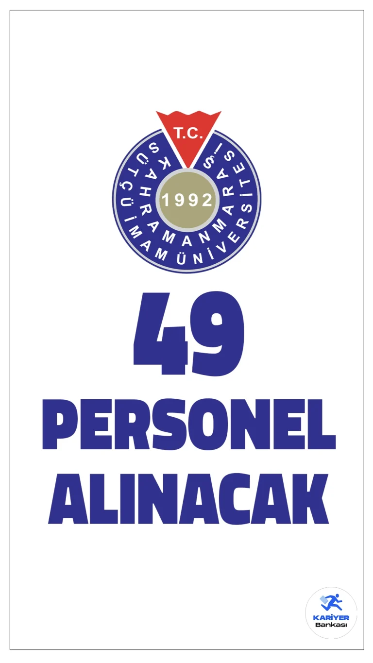 Kahramanmaraş Sütçü İmam Üniversitesi (KSÜ) 49 Sözleşmeli Personel Alımı Yapacak.Kahramanmaraş Sütçü İmam Üniversitesi (KSU), 2024 KPSS (B) grubu puan sıralamasına göre toplamda 49 sözleşmeli personel alımı yapacağını duyurdu. Alım, 657 sayılı Devlet Memurları Kanunu’nun 4/B maddesi kapsamında, özel bütçeyle finanse edilen pozisyonlar için gerçekleştirilecek. Başvurular yalnızca Kariyer Kapısı üzerinden online olarak yapılacak olup, şahsen ya da posta yoluyla başvuru kabul edilmeyecek.
