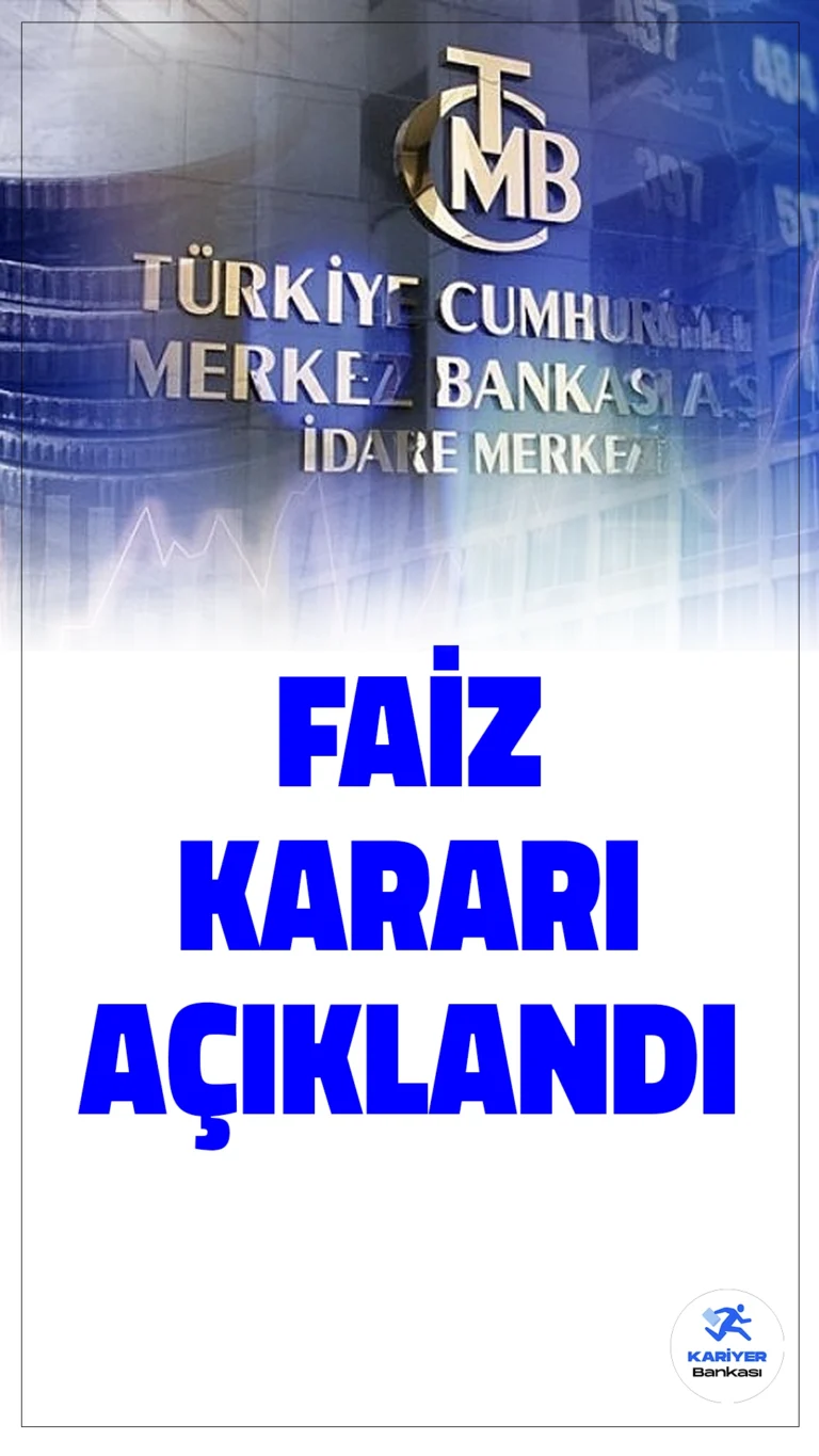 Merkez Bankası Faiz Kararını Açıkladı.Türkiye Cumhuriyet Merkez Bankası (TCMB) Para Politikası Kurulu (PPK), politika faizi olan bir hafta vadeli repo ihale faiz oranının yüzde 45'den yüzde 42,5'e indirilmesine karar verdi.