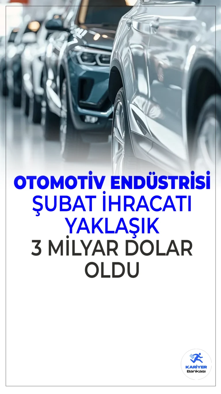 Otomotiv Sektörü Şubat Ayında 3 Milyar Dolar İhracat Gerçekleştirdi.Türkiye otomotiv endüstrisi, şubat ayında yaklaşık 3 milyar dolarlık ihracat yaptı. Tedarik endüstrisi en büyük payı alırken, binek otomobil ihracatında Fransa başı çekti.
