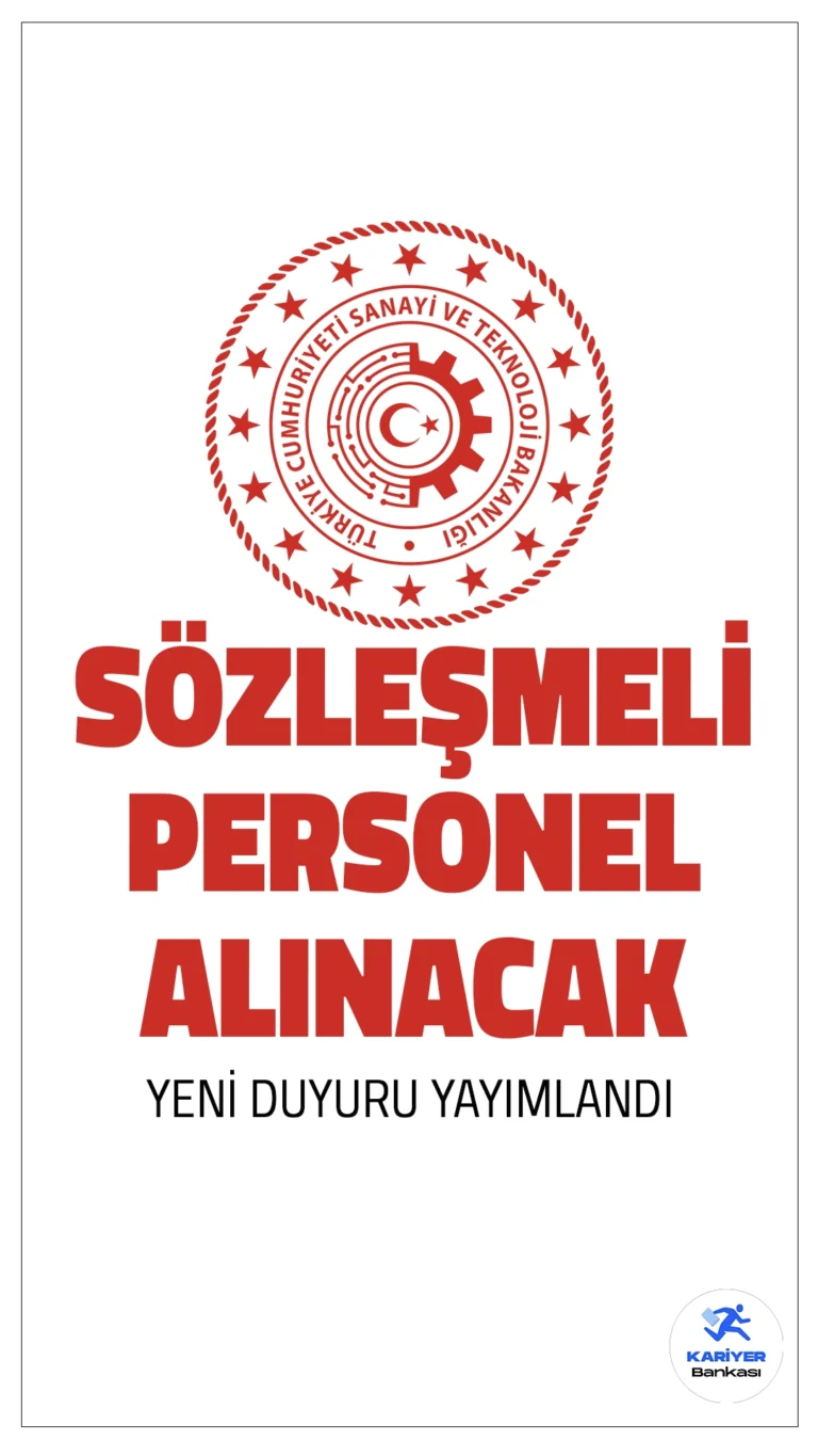 Sanayi ve Teknoloji Bakanlığı 22 Personel Alımı Yapacak!Sanayi ve Teknoloji Bakanlığı, Bilgi İşlem Dairesi Başkanlığı bünyesinde istihdam edilmek üzere toplam 22 sözleşmeli personel alımı gerçekleştirecek. Alımlar, 375 sayılı KHK ve ilgili yönetmelik hükümleri doğrultusunda yapılacak olup, başvurular sözlü sınavla değerlendirilecektir.