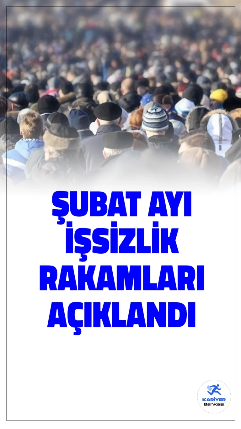 TÜİK Şubat 2025 İşsizlik Verilerini Açıkladı.Türkiye İstatistik Kurumu (TÜİK), 2025 yılı Şubat ayına ilişkin iş gücü istatistiklerini yayımladı. Verilere göre işsizlik oranı bir önceki aya kıyasla 0,2 puan azalarak yüzde 8,2 oldu. Türkiye genelinde işsiz sayısı 95 bin kişilik azalmayla 2 milyon 886 bine geriledi.