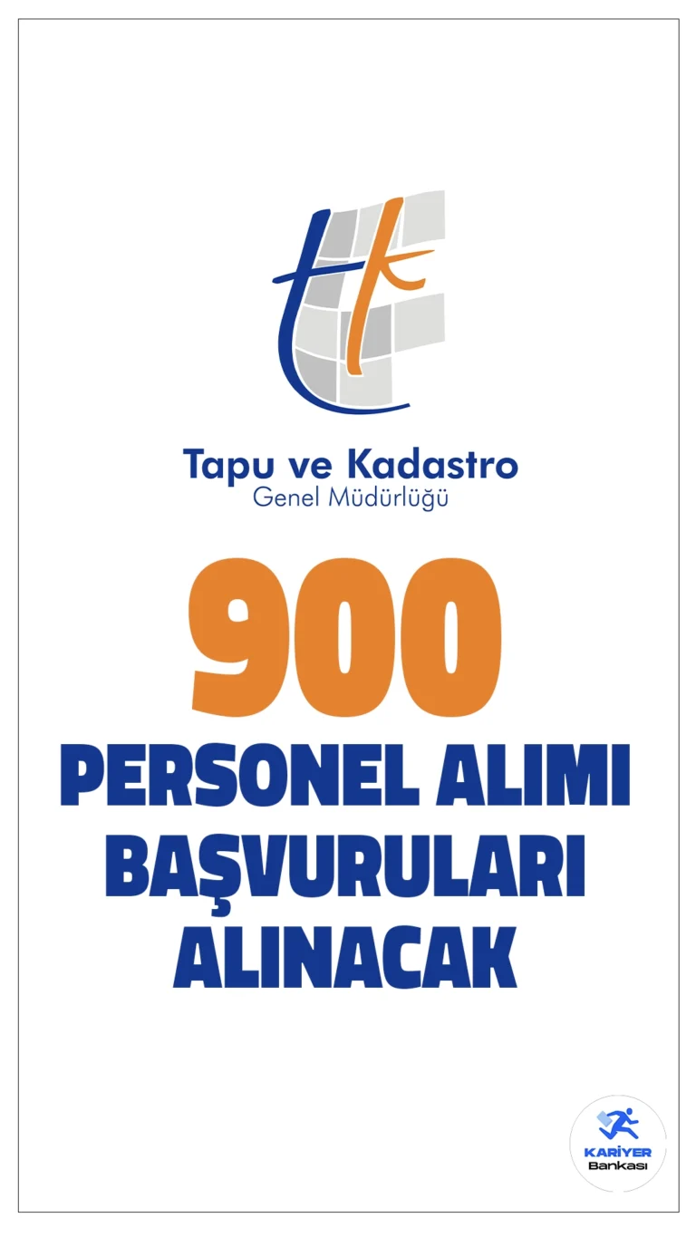 Tapu Kadastro 900 Personel Alımı Başvuruları Alınacak!Tapu ve Kadastro Genel Müdürlüğü, merkez ve taşra teşkilatında istihdam edilmek üzere toplamda 900 sözleşmeli personel alımı başvuruları bugün itibarıyla alınmaya başladı. Başvurular 28 Mart 2025 tarihine kadar e-Devlet üzerinden yapılacak.İşte şartlar ve kontenjan dağılımı...