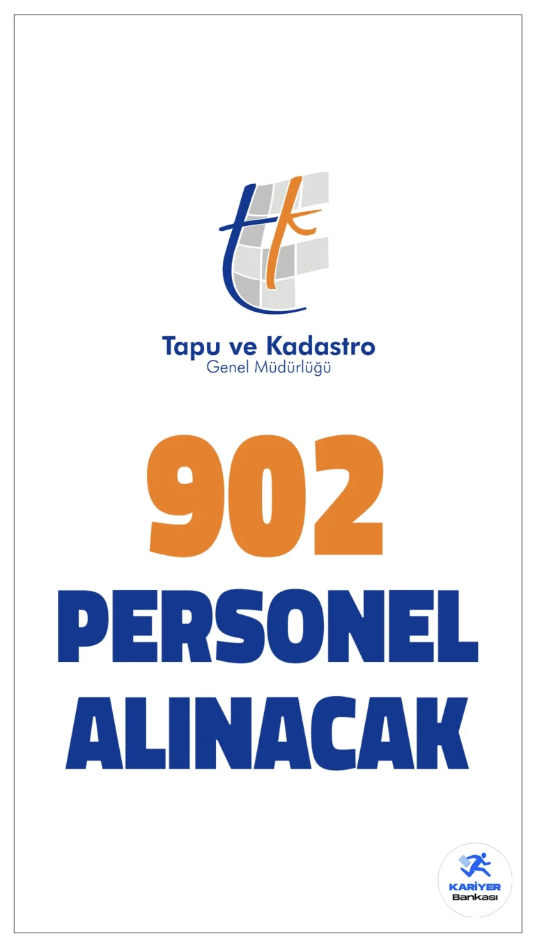 Tapu Kadastro 902 Personel Alımı Yapacak. Tapu ve Kadastro Genel Müdürlüğü sayfasından yayımlanan duyuruya göre mühendis, tekniker, büro personeli ve avukat kadrolarında 902 yeni personel alınacak.Tapu ve Kadastro Genel Müdürü Hakan Gedikli, yaptığı açıklamada, alım sürecinde emeği geçen tüm kurumlara teşekkür etti.