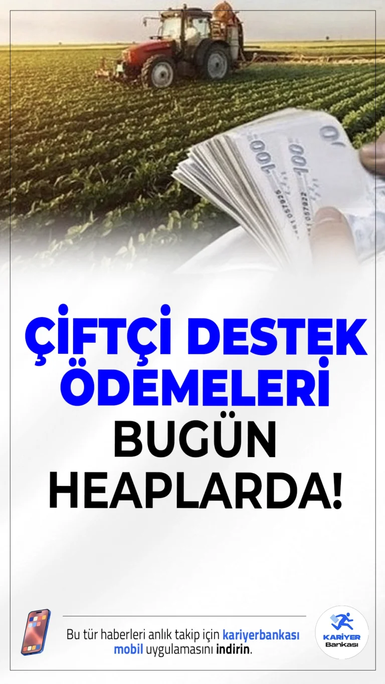 Çiftçilere 6,7 Milyar Liralık Destek Bugün Hesaplara Yatıyor.Çiftçilerin sürdürülebilir üretim gücünü artırmayı hedefleyen 6,7 milyar TL'lik destekleme ödemesi 25 Nisan itibarıyla hesaplara aktarılmaya başladı.