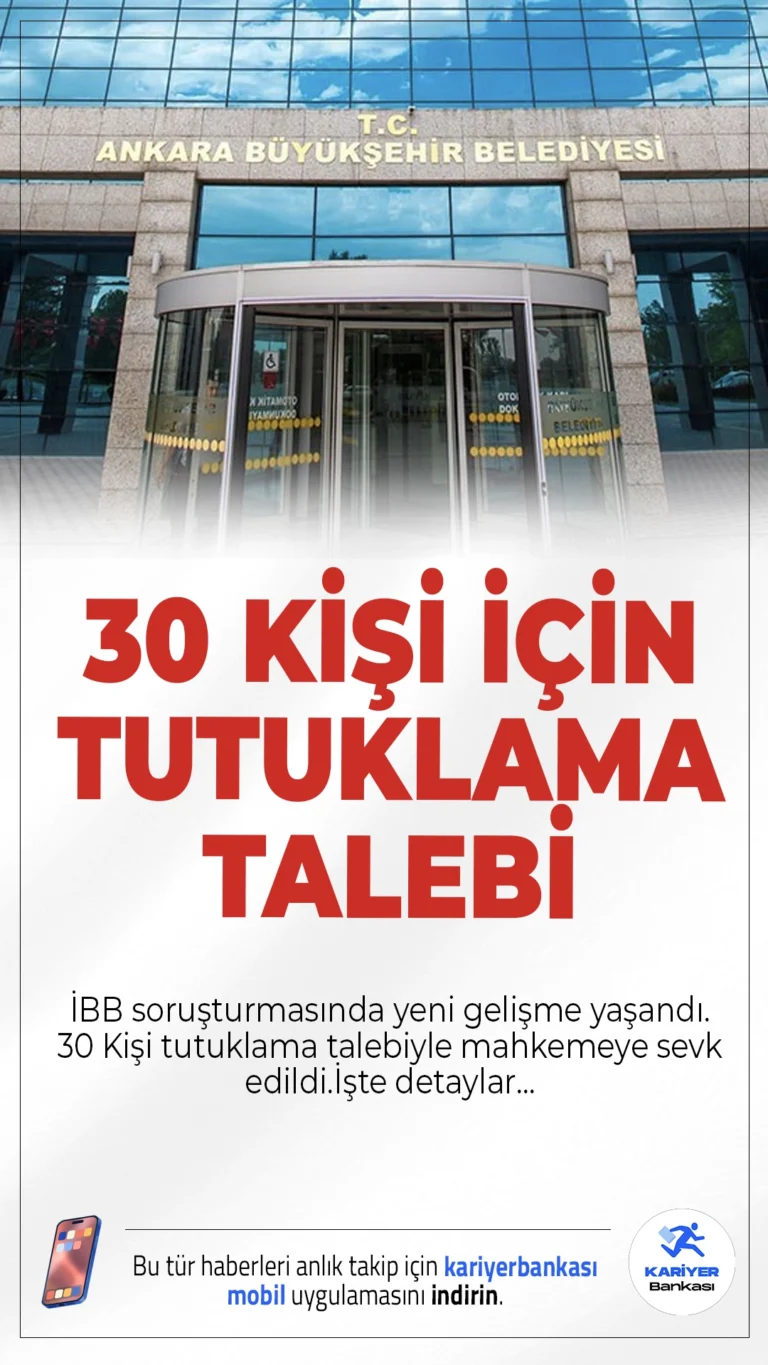 İBB Soruşturmasında Yeni Gelişme: 30 Kişi İçin Tutuklama Talebi.İBB'ye yönelik ikinci dalga operasyonda gözaltına alınan 48 kişiden 30'u tutuklama talebiyle mahkemeye sevk edildi; 18 kişi için adli kontrol istendi.