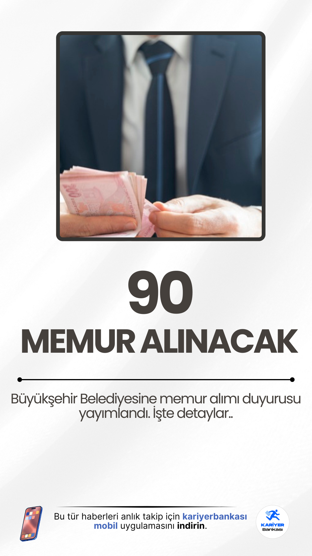 Mersin Büyükşehir Belediyesi 90 Memur Alımı Yapacak!Mersin Büyükşehir Belediyesi, 657 sayılı Devlet Memurları Kanunu kapsamında bünyesine 90 memur alımı yapacağını duyurdu. Adayların başvurularını 20 Mayıs 2025 – 26 Mayıs 2025 tarihleri arasında gerçekleştirmeleri gerekiyor.