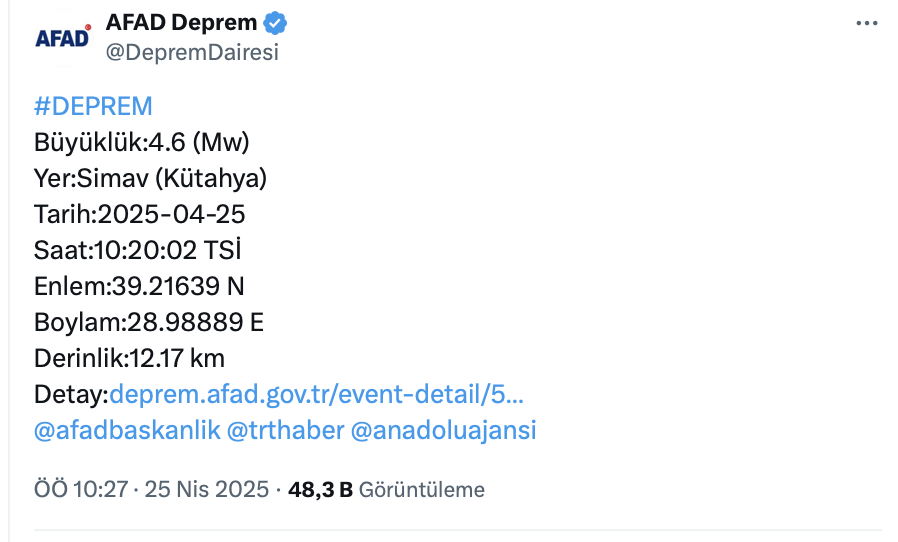 Kütahya deprem