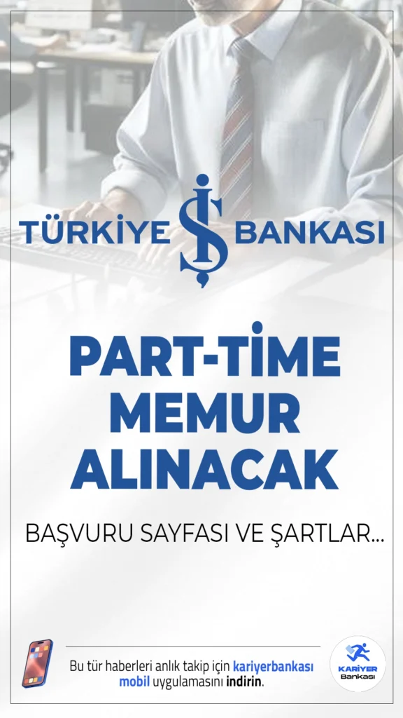 İş Bankası Part-Time Memur Alımı Yapacak.Türkiye İş Bankası, 2025 yaz döneminde (Haziran-Eylül) Türkiye genelindeki Tarım İhtisas Şubeleri için part-time çalışacak Ziraat Fakültesi öğrencisi memurlar alacağını duyurdu. Bu kapsamda, 40'tan fazla ilde ve çok sayıda ilçede zirai ve ekolojik danışmanlık görevleri üstlenecek çalışma arkadaşları aranmaktadır.