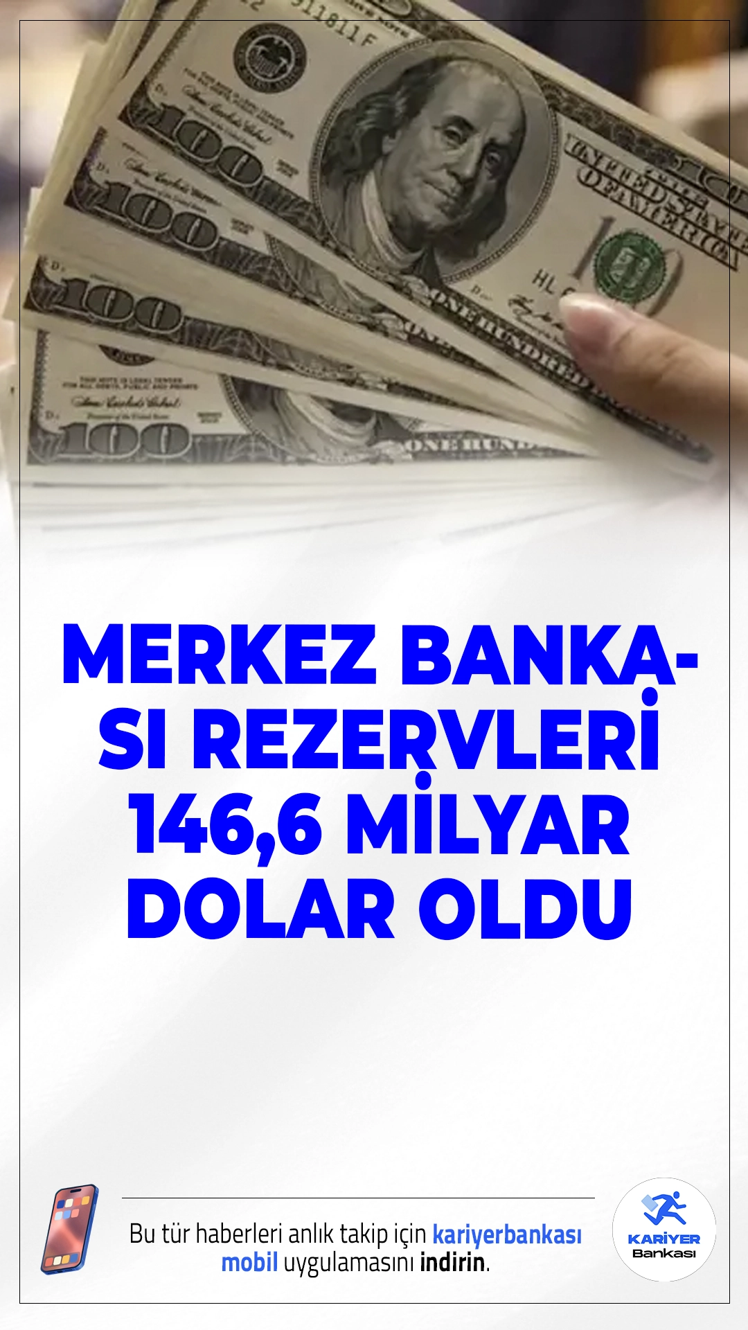 Merkez Bankası rezervleri 146,6 milyar dolara geriledi.Merkez Bankası'nın toplam rezervleri 18 Nisan haftasında 931 milyon dolar düşüşle 146 milyar 557 milyon dolar oldu.