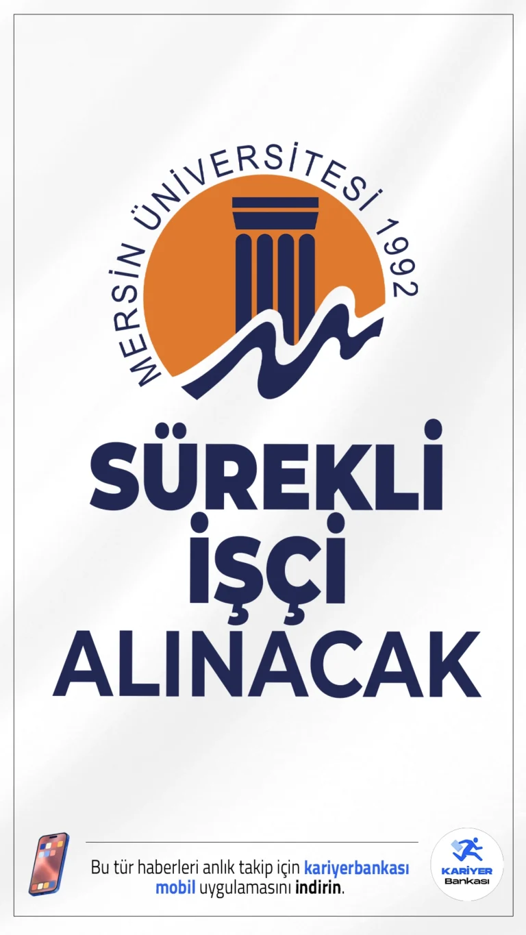 Mersin Üniversitesi 7 Sürekli İşçi Alımı Yapacak.Mersin Üniversitesi Rektörlüğü, Türkiye İş Kurumu (İŞKUR) üzerinden eski hükümlü statüsünde olmak şartıyla toplamda 7 sürekli işçi alımı gerçekleştirecek. Alımlar bahçıvan ve kaynakçı unvanlarında yapılacak olup, adaylar kura ve sözlü mülakat yoluyla belirlenecek.