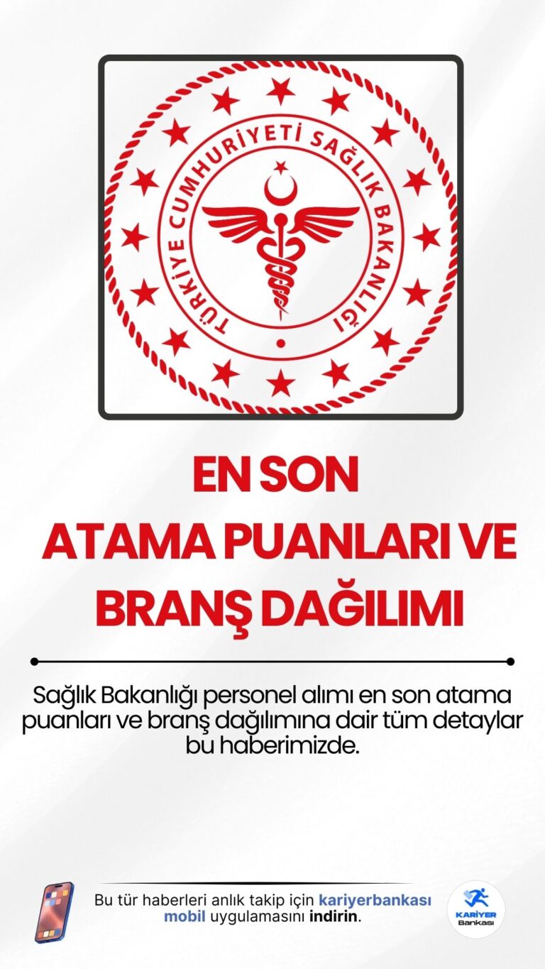 Sağlık Bakanlığı Personel Alımı En Son Atama Puanları ve Branş Dağılımı.Sağlık Bakanlığı'nın KPSS 2024/5 kapsamında 27 bin sözleşmeli sağlık personeli alımı yerleştirme sonuçlarına göre 239.230 aday tercih yaptı ve tüm kontenjanlar dolarak boş kalan kontenjan olmadı. Adaylar için son atama puanları ve detaylar belli oldu.