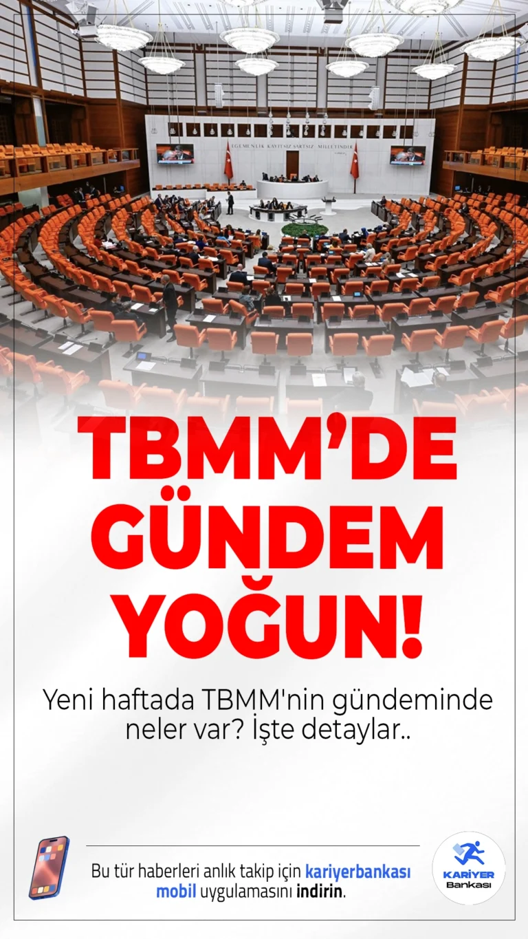 TBMM’de Yeni Haftada Gündemde Neler Var?İşte Detaylar...Türkiye Büyük Millet Meclisi’nde bu hafta da yoğun bir mesai var. 112 Acil Çağrı Merkezi'ne yönelik düzenlemeleri içeren kanun teklifi başta olmak üzere birçok önemli başlık görüşülecek.