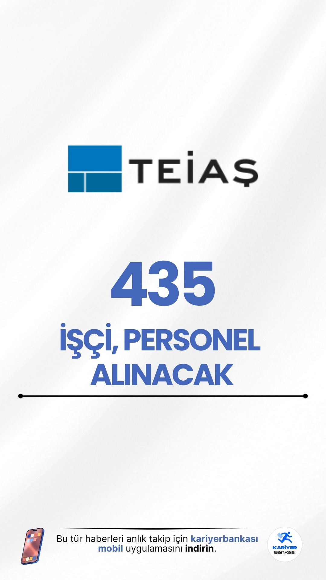 TEİAŞ 435 İşçi, Personel Alımı Başvuruları Başlıyor!Türkiye Elektrik İletim A.Ş. (TEİAŞ), 2025 yılı için önlisans mezunu 435 işçi ve personel alımı başvuruları başlıyor. Alımlar, sürekli işçi kadrolarında gerçekleştirilecek olup, çeşitli illerde görevlendirme yapılacaktır.