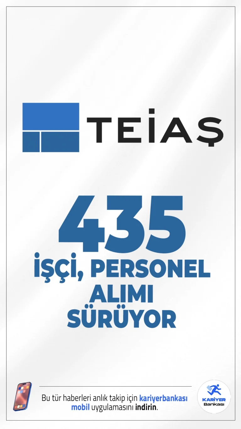 TEİAŞ 435 İşçi, Personel Alımı Başvuruları Sürüyor.Türkiye Elektrik İletim A.Ş. (TEİAŞ), 435 işçi ve personel alımı için başvurular devam ediyor. Başvurular 25 Nisan 2025 tarihine kadar alınacak.Başvuru yapacak adayların genel ve özel şartları sağlaması gerekmektedir. İşte kadrolar ve şartlar...