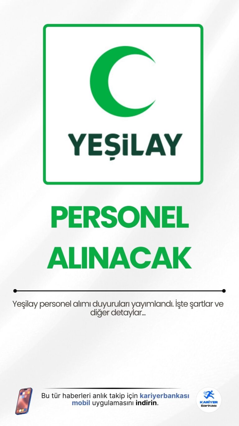 Yeşilay Personel Alımı Yapıyor.Türkiye’nin en köklü sivil toplum kuruluşlarından biri olan Yeşilay, Nisan 2025 itibarıyla birçok farklı pozisyon için yeni personel alım ilanı yayınladı. Birçok ilde farklı uzmanlık alanlarında yapılacak alımlar için şartlar ve başvuru detayları belli oldu.