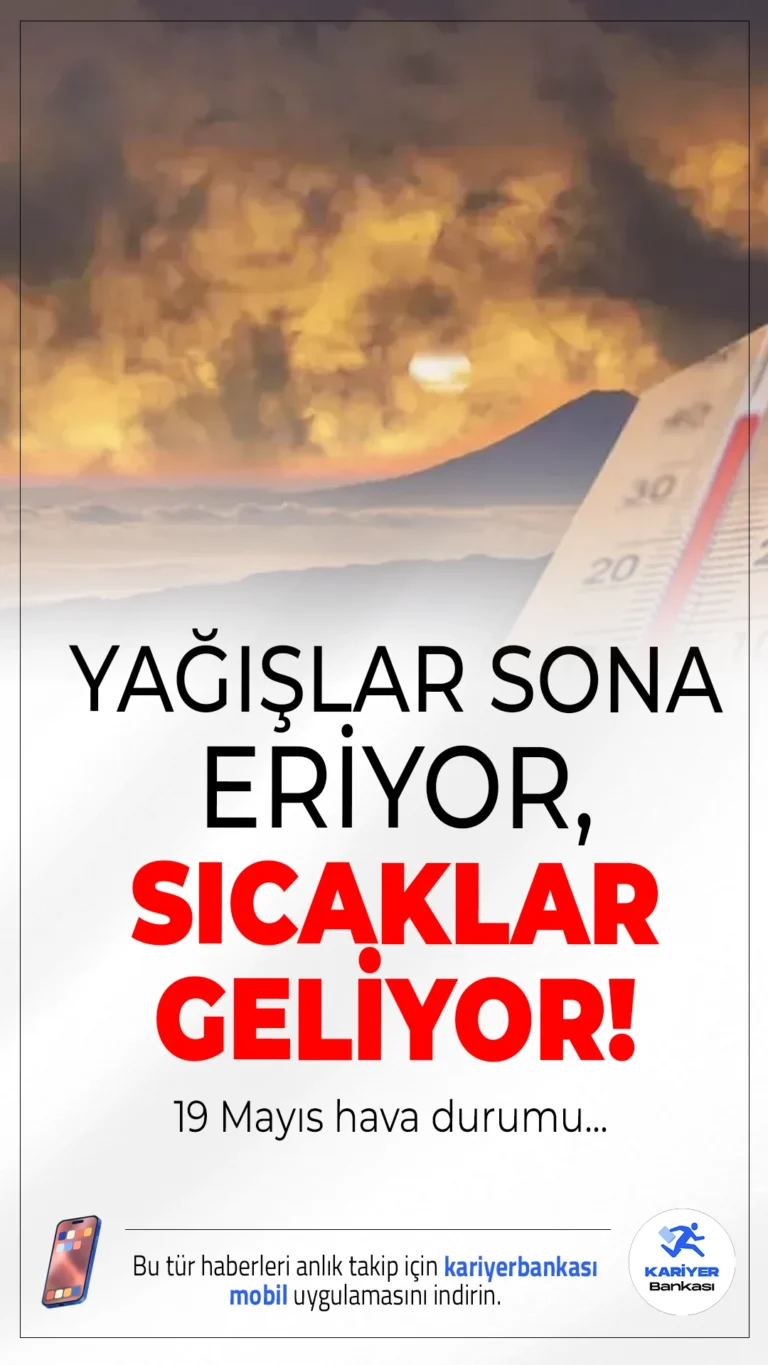 Yağışlar Sona Eriyor, Güneş Yüzünü Gösteriyor.Havanın ısınmasıyla birlikte yurt genelinde bahar havası hakim oluyor. Parçalı ve az bulutlu gökyüzüyle birlikte sıcaklıklar da yükseliyor. İşte 19 Mayıs Pazartesi günü için il il hava durumu detayları...
