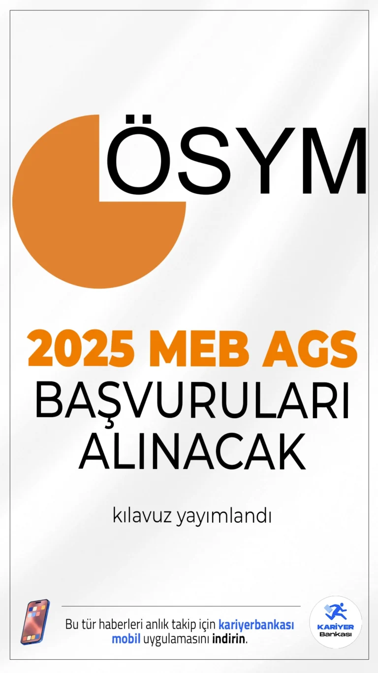 2025-MEB-AGS Başvuruları Alınacak.2025 Millî Eğitim Bakanlığı Akademi Giriş Sınavı (AGS) başvuru süreci başladı. Adayların başvurularını 20 Mayıs 2025’e kadar tamamlaması gerekiyor, başvuru ücreti ise 570 TL olarak açıklandı.