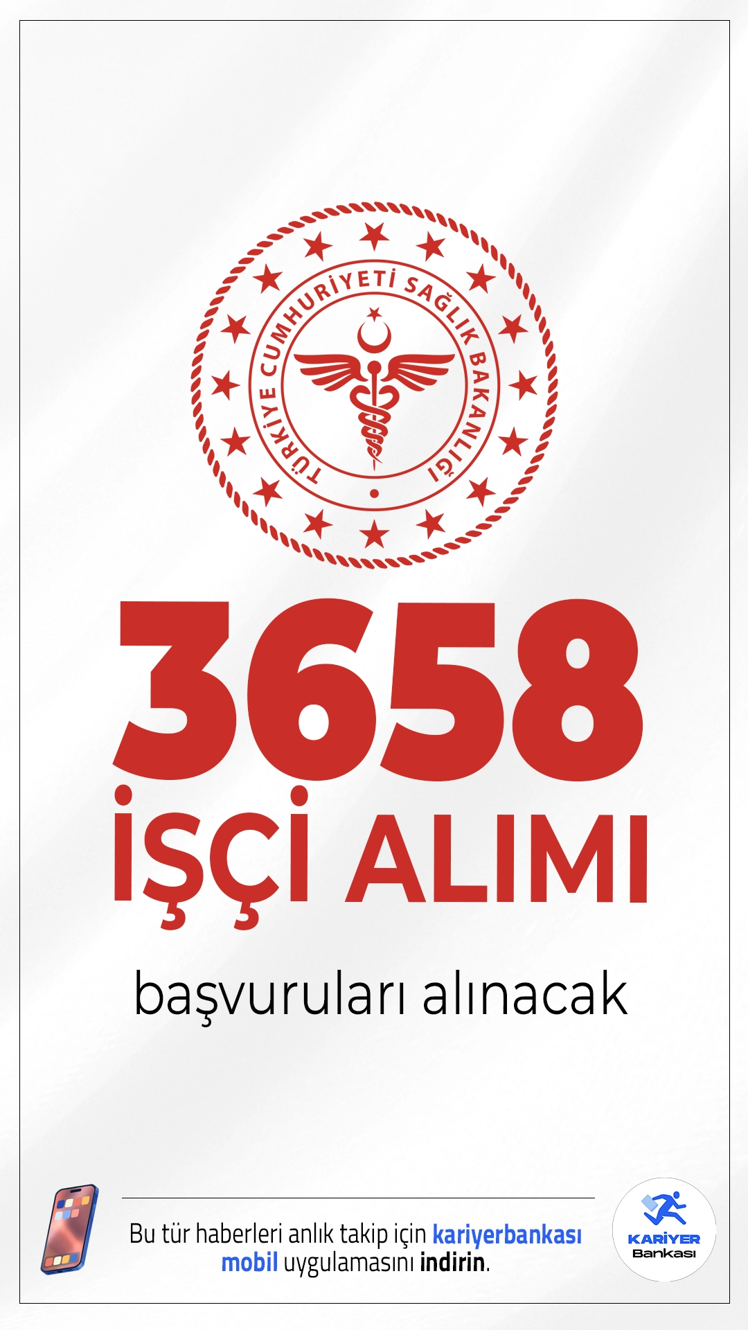 Sağlık Bakanlığı 3658 İşçi Alımı Başvuruları Alınacak.Sağlık Bakanlığı, Türkiye genelindeki hastanelerde görevlendirmek üzere 3658 sürekli işçi alımı yapacağını duyurdu.