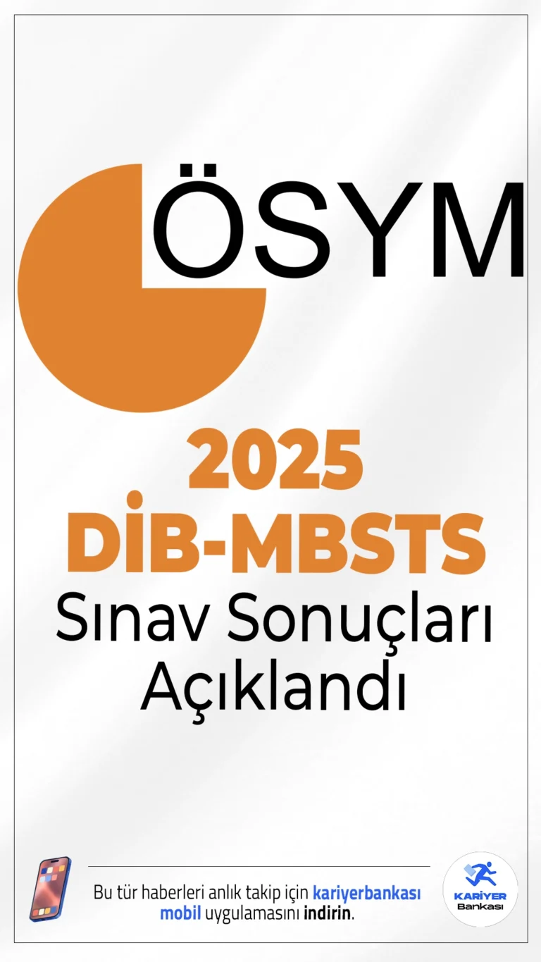 2025 DİB-MBSTS Sınav Sonuçları Açıklandı. ÖSYM sayfasından yayımlanan duyuruda, 12 Nisan 2025 tarihinde uygulanan 2025 Diyanet İşleri Başkanlığı Mesleki Bilgiler Seviye Tespit Sınavı’nın (2025-DİB-MBSTS) değerlendirme işlemlerinin tamamlandığı aktarıldı.