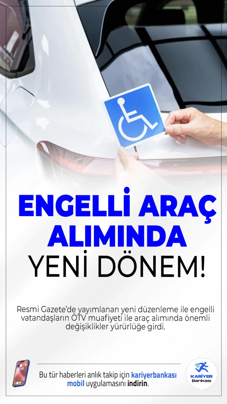 Engelli Araç Alımında Yeni Dönem: En Az %40 Yerli Üretim Şartı.Engelli bireylerin ÖTV'siz araç alımında artık yalnızca en az yüzde 40 yerli üretim oranına sahip araçlar tercih edilebilecek.